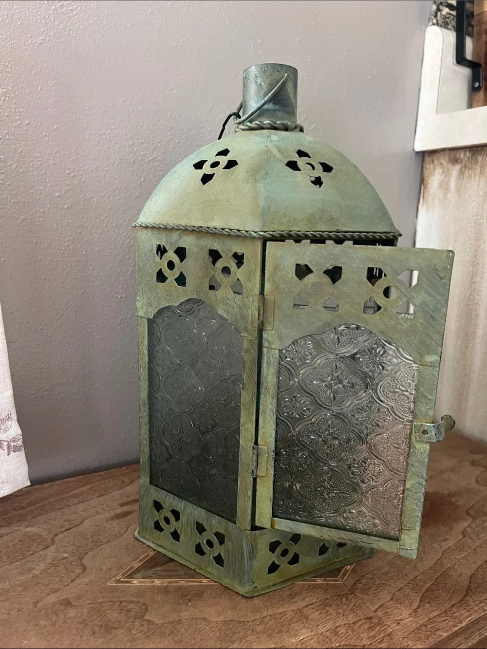 Green Decorative Metal Lantern - Home Accents